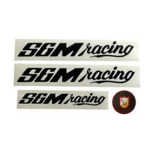 S&M RACE HANDLEBAR AND FORK STICKER PACK (BLACK AND WHITE OPTIONS)